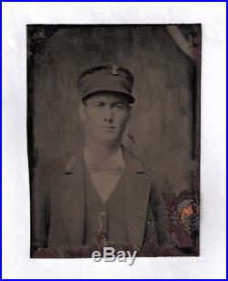 Vintage Antique Tintype Photo U. S. Lighthouse Keeper Maritime Insignia Hat Badge