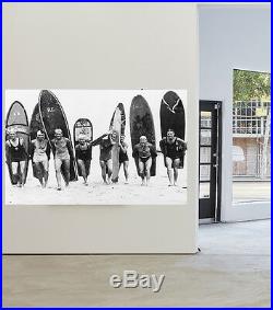 Vintage Art Surfing Surf Boards Print Canvas Beach Photo Black White painting