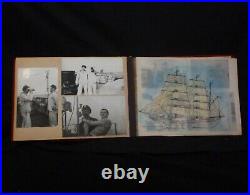 Vintage Art photo Album Sailor Warship USSR Navy Fleet Drawings Demobilization