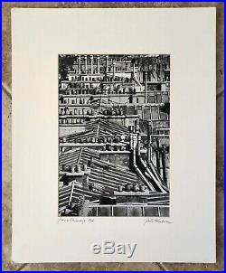 Vintage Bela Kalman Signed Photo B & W Print Paris Chimneys 1962