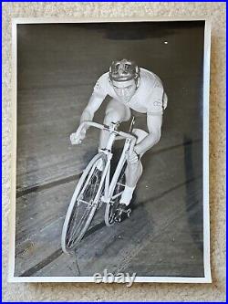 Vintage Cycling Photograph Of Adam Pierre On The Track