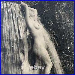 Vintage Fine Art Gelatin Photograph Nude Woman Waterfall Art Deco HR Cremer
