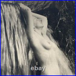 Vintage Fine Art Gelatin Photograph Nude Woman Waterfall Art Deco HR Cremer