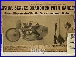 Vintage Harley Davidson Motorcycle Speed Record Photo Original & Newspaper Clip