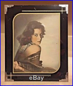 Vintage Hedy Lamarr 1940s MGM Promo Portrait Photo Headshot Deco Glass Frame
