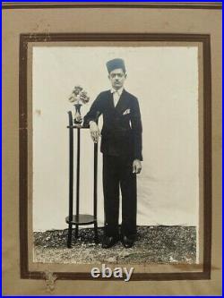 Vintage Old Black/White Photograph Of Indian Man Wooden Framed Collectible
