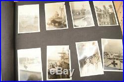 Vintage PACKED photo album US NAVY SHIPS PLANES 355 BW pics ATQ Candid soldier
