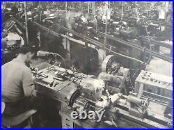 Vintage Panoramic Oversize Photo Industrial Factory Machinist B/w 24 1/2 X 12