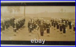 Vintage Panoramic photo navy sailor marching band 9 x 20 World War framed