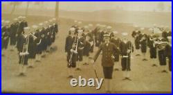 Vintage Panoramic photo navy sailor marching band 9 x 20 World War framed