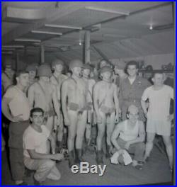Vintage Photo Negative Film Nude Soldiers Men In Barracks WWII Gay Interest