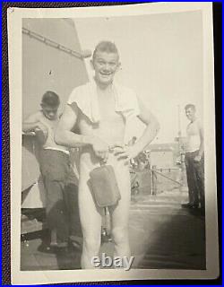 Vintage Photo Sailors Men Hazing Neptune Navy Ww2 Snap Gay Naked