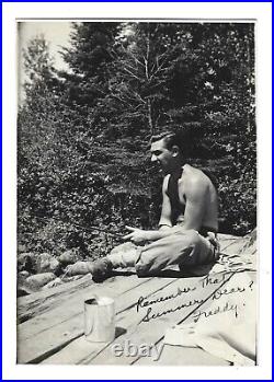 Vintage Photo Shirtless Man Pipe Fishing REMEMBER THAT SUMMER DEAR Gay Int WOW