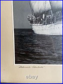 Vintage Photograph Hans Marx Statstraad Ship Sailing Framed Signed