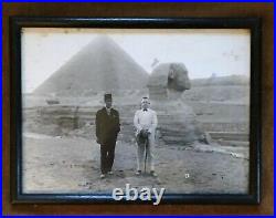 Vintage Photograph of Sphinx in Egypt & Tourist Archaeologist & Guide Framed