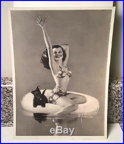 Vintage Rolf Armstrong 1940s B&W Photograph Woman with Scottie Dog Pinup Artwork
