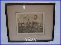 Vintage Signed Wallace Nutting Hand Tinted Photograph A Stitch In Time