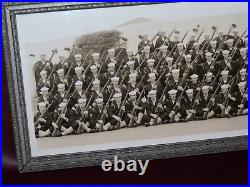 Vintage Silver Gilt Wood Framed Black & White Panorama Photo US Military Unit 55