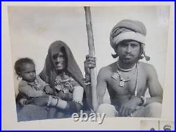 Vintage Tribal Family Lady Man Child Folk Costume Black White Camera Photograph
