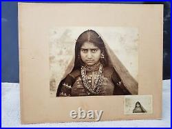 Vintage Tribal Lady Folk Costume Jewelery Posing Black & White Camera Photograph