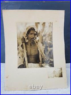 Vintage Tribal Man Woodcutter Smoking Hookah Black & White Camera Photograph