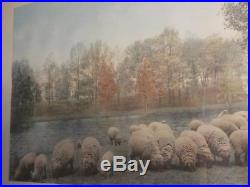 Vintage WALLACE NUTTING Hand Colored Photo of Sheep A Warm Spring Day Signed
