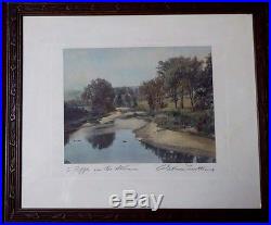 Vintage WALLACE NUTTING Handcolored Photo RIFFLE IN THE STREAM Signed&Dated 1913