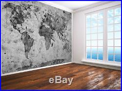 Vintage World Map black and white Retro photo Wallpaper wall mural (19290383)