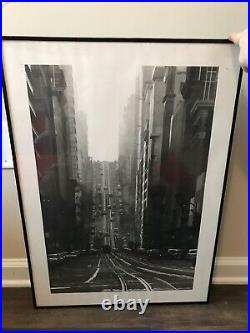 Vintage black and white photo print of San Francisco street hills Framed