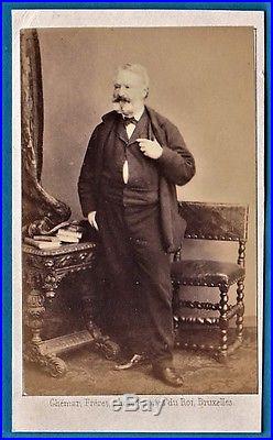 Vintage cdv photo book writer Victor Hugo in Brussels exile Misérables exil 1862