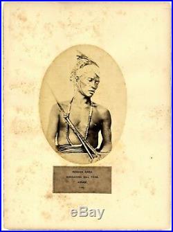 Vintage early ethnic photo Naga native warrior Assam India Inde ca 1860