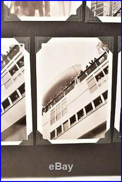 Vintage photo album 1930-40s 504 BW ATQ Cars ships Family wedding planes