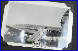Vintage photo album 1950s-60s 247 pics cars family TWA planes mid century modern