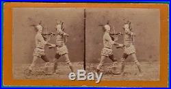 Vintage stereoview photo circus clowns Georges & Samuel 1863 cirque stereo foto