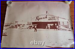 Vtg 40s 50s Rausch FLYING SERVICE Huge Sepia Maroon Tone Kodak Photograph OOAK