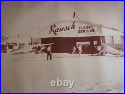 Vtg 40s 50s Rausch FLYING SERVICE Huge Sepia Maroon Tone Kodak Photograph OOAK