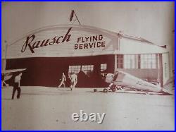 Vtg 40s 50s Rausch FLYING SERVICE Huge Sepia Maroon Tone Kodak Photograph OOAK