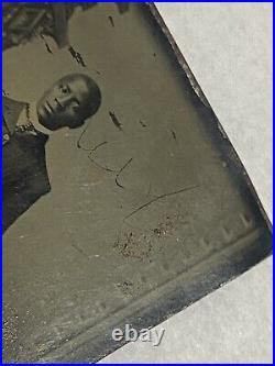 Vtg Circa 1900 Tintype Dapper African American Bowler Hat Black Man High Collar