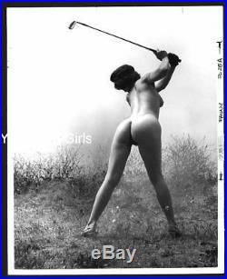 Ygst-1381 Vintage B/w 8x10 Photo Art Posed Leggy Nude Golfer 2 Iron In Rough